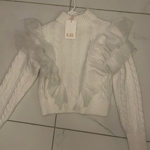 gianni bini white ruffle sweater new